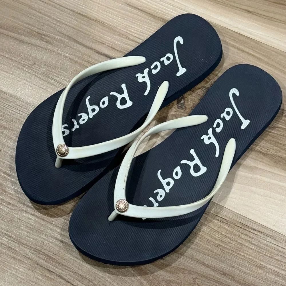 Jack Rogers Blue and White Flip Flops Women’s 7.5